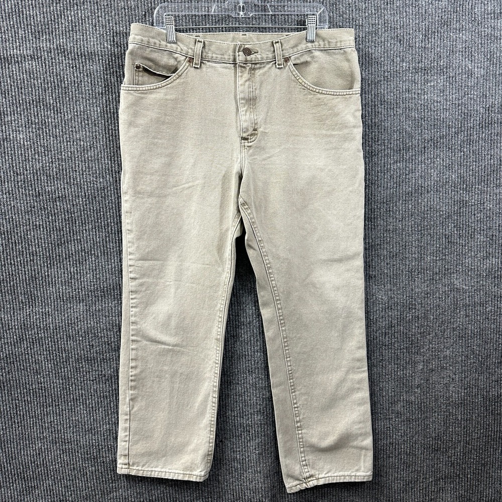 Lee Mens Chino Pants Size 38 Beige Casual Straight Leg Flat Front Mid Rise